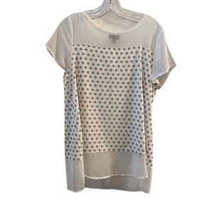 Vince Camuto Women's Polka Dot Blouse White Short Sleeve Size M